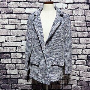 Chico's Knit Navy, Pink & White Long Sleeve Jacket Size L